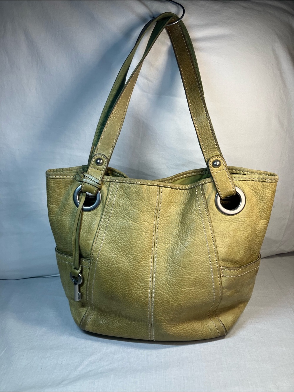 Fossil Olive /Lime Green Leather Shoulder Bag